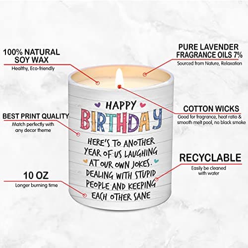 Unique Birthday Gifts for Women Friendship - Gifts for Best Friend Woman, Happy Birthday Candles for Bestie - BFF Gift for Women, Happy Birthday Gift for Friend Scented Candles