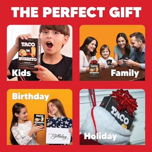 Taco vs Burrito - The Wildly Popular Surprisingly Strategic Card Game Created by a 7 Year Old - 5 Ways to Play - a Family-Friendly Party Game for Kids, Teens & Adults