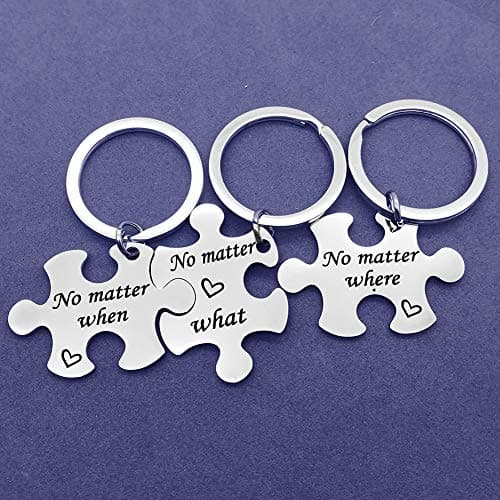 Vadaka Best Friend Keychain Set No Matter Where What When Puzzle Keychain Set of 3 Long Distance Relationship Gift Friendship Gifts for Couple Sister Teens Birthday Christmas Gift