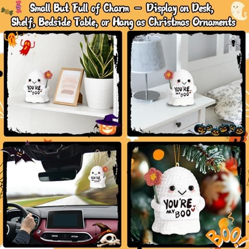 You're My Boo Buddy Cute Halloween Spooky Gifts - Funny & Romantic Handmade Crochet Ghost Plush Decor for for Girlfriend, Boyfriend, Couples, Her, Him, Friends, Valentine,Christmas Stocking Stuffer