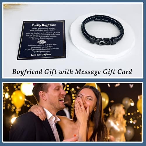 Gifts for Men Him Husband Boyfriend Dad Son Grandson Nephew, Cool Love Infinity Leather Bracelets Fathers Day Ideas Present Gift for Birthday Anniversary Retirement Christmas