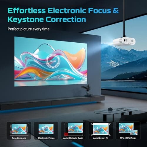 GooDee Smart Viedo Projector 4K with WiFi and Bluetooth, 1000ANSI Brightness Auto Keystone Focus Mini Movie Projector Portable for Home Theather Indoor/Outdoor
