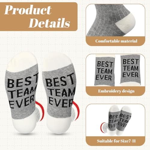 12 Pairs Best Team Ever Crew Socks Bulk Employee Appreciation Gifts for Women Men Staff Coworker Office Christmas