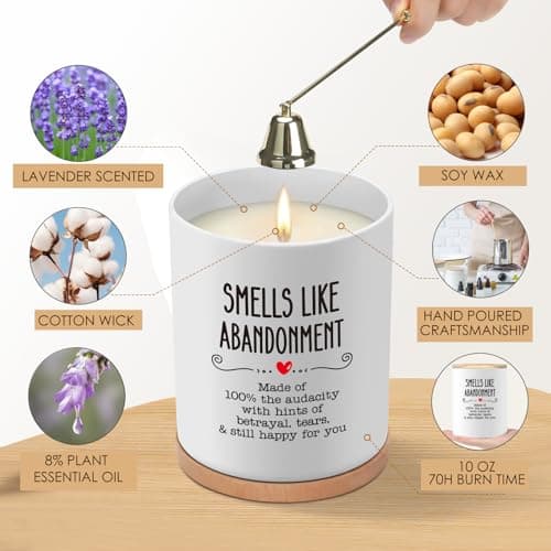 Farewell Retirement Gift for Coworker Friend, 10OZ Funny Leaving Candle Gifts, Moving Away Going Away Goodbye Gifts for Women Coworkers Work Bestie, Smells Like Abandonment Scented Soy Candle