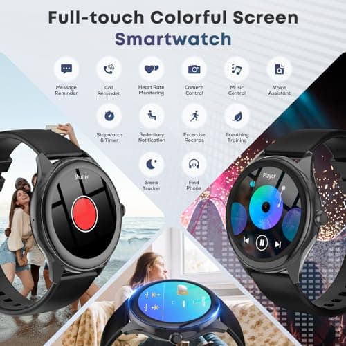 DIVOAZBVO DIVOAZBVO Smart Watches for Women Men, 1.39" HD IPS Touchscreen Smartwatch with 120 Sports Modes, Heart Rate/Sleep Monitor, IP67 Waterproof, Bluetooth Call & Music Control for iPhone/Android (Black)
