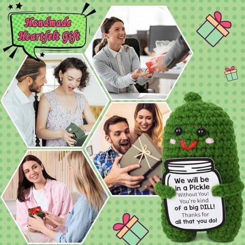 Christmas Gifts for Coworkers, Teachers, Bosses, Friends - White Elephant Gifts, Thank You Gift for Holidays, Retirement, Funny Appreciation Gift - Handmade Emotional Care Pickle with 'A Big Dill' Message