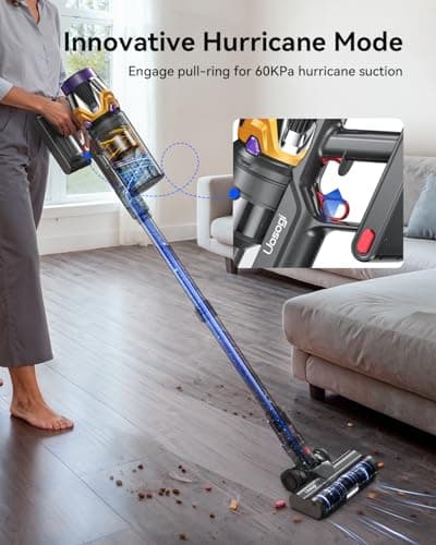 Cordless Vacuum Cleaner, Upgraded 55KPA 650W 70Mins Stick Vacuum with Hurricane Mode, Self-Standing, Touch Screen, 1.8L Dust Cup, Anti-tangle Wireless Vacumm, Vacuum Cleaners for Home/Pet Hair/Carpets