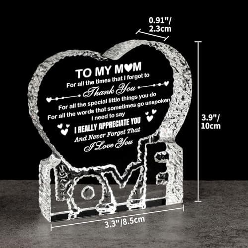 Crystal for Mom, Birthday Gifts for Mom from Daughter Son, K9 Crystal Plaque Keepsake, Best Gift for Mom on Xmas Thanksgiving Anniversary Birthday Mother‘s Day