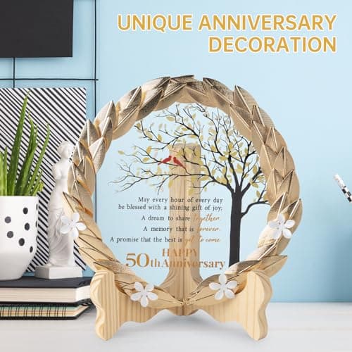50th Anniversary Wedding Unique Gifts Ideas Crystal Plate with Gold Leaf Wreath - 50th Anniversary Wedding Gifts for Parents Couple - Cardinal Style