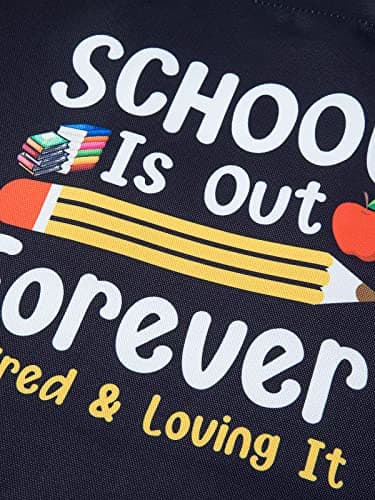 PARBEE Tote Bag, Large Black Canvas Bag with Pocket, Funny Retirement Gift for Teachers, Reusable, Machine Washable, Tote Bag for Retired Teachers, Unisex