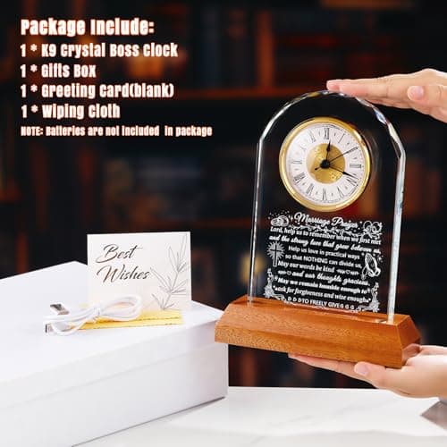 Ornalrist Wedding Gifts for Couples 2025 - Glass Clock with Wooden Light Base Happy Anniversary Marriage Prayer Wedding Gifts for Bride and Groom Engagement Newlywed Mr Mrs Gifts