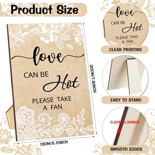 Roowest 101 Pcs Wedding Fans Gifts for Guests 100 Pcs Wedding Hand Plastic Fans and a Table Sign for Bridal Shower Party Favor Appreciation(Wood,Retro Lace)