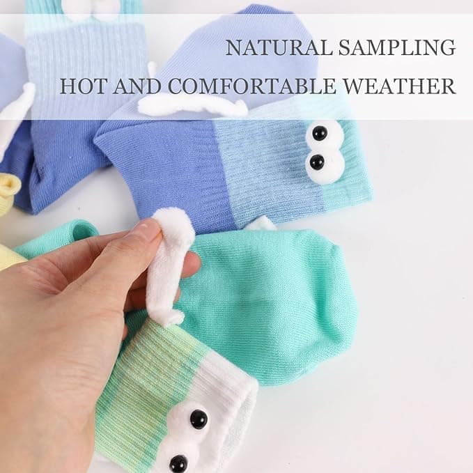 HOZMSA 3 Pair Hand Holding Socks, Funny 3D Doll Magnetic Sock Holding Hand Socks, Cute Mid-Tube Magnetic Gifts for Friend Couple B