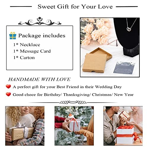 OKEYCH Best Friend Gift to Bride Necklace, Maid of Honor Bride Gift On Her Wedding Day