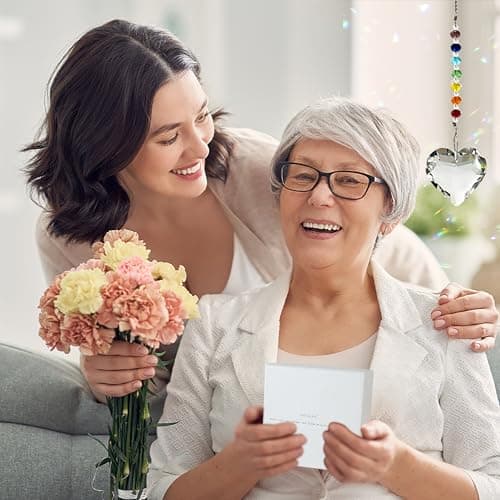 Birthday Gifts for Women Friendship, New Beginning Gifts for Her Friends Coworkers Her Wife Mom Daughter Sister Aunt Heart Crystals Suncacther