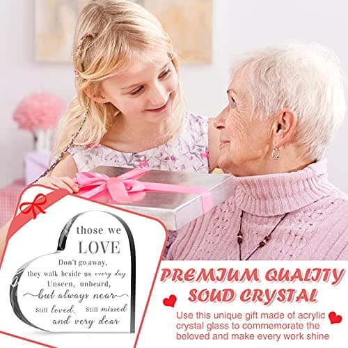 Jetec Bereavement Gift Acrylic Heart Sympathy Memorial Condolence Gift for Loss of Loved One Remember Me Grieving Present for Remembrance Table Decor(6 x 6 x 0.6 Inch)