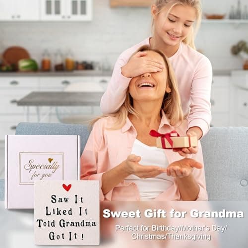 Grandma Gifts, Birthday Christmas Ideas for Grandmother from Grandkids Granddaughter Grandson, Best Grandma Ever Gifts, Funny 4'' Resin Coaster Present for 1st Time Grandma to Be