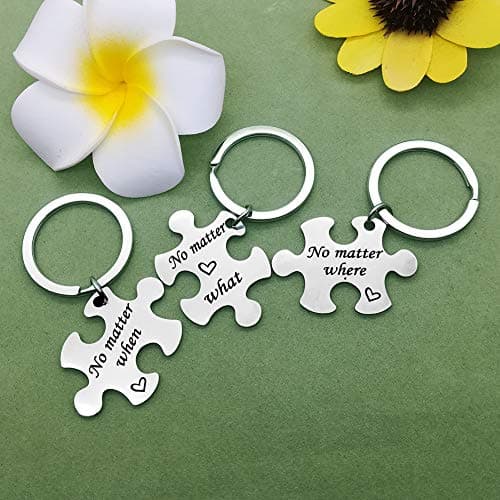 Vadaka Best Friend Keychain Set No Matter Where What When Puzzle Keychain Set of 3 Long Distance Relationship Gift Friendship Gifts for Couple Sister Teens Birthday Christmas Gift