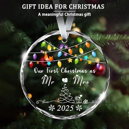 Christmas Ornaments 2025,Our First Christmas Married Ornaments Wedding Gifts for Couples 1st Xmas Married Ornament 2025 Mr and Mrs Bridal Shower Bachelorette Gifts for Bride to be Newlyweds Her Women