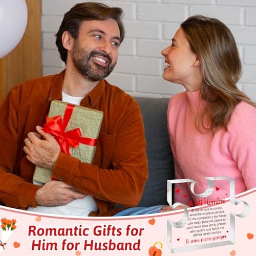 Yopyame Romantic Gifts for Him - Engraved Acrylic Block Puzzle Spanish Romantic Gifts Christmas Gift to My Man Anniversary Valentine's Day Acrylic Keepsake Paperweight Gift for Him Boyfriend Husband