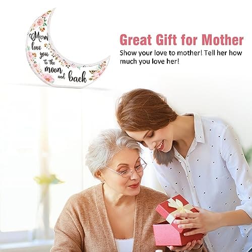 Gifts for Mom, Mom Christmas Gifts from Daughter Son, Christmas Gifts for Mom - Thanksgiving Presents for Mom - Acrylic Moon Shaped Decorative Plaque Gifts.