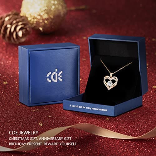 CDE Forever Love Heart Necklaces for Women, Wedding Anniversary, Birthday Mothers Day Gifts for Mom, Mother, Wife, Girlfriend, S925 Silver Jewelry with Birthstone Pendant