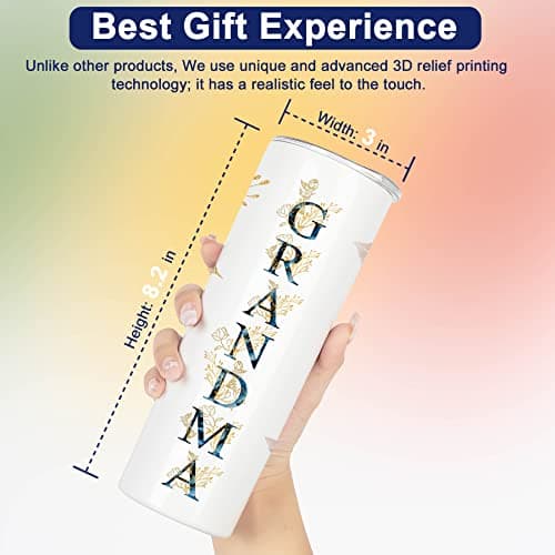 Gifts for Grandma- Best Grandma Stainless Steel Tumbler- Cute Grandma's Mother's Day Birthday Christmas Gifts- Gift for Grammy, Grandmothers, Grandmom from Grandchild Grandson Granddaughter