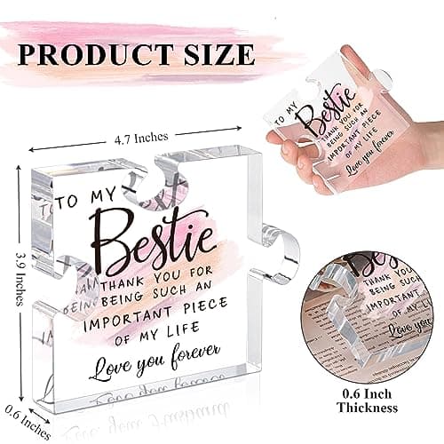 Bestie Gifts for Women Friendship - 0.6" Thickness Acrylic Puzzle & Gift Box,Gifts for Friends Female,Friend Keepsake for Women Birthday,Bff Soul Sister Work Bestie Gift for Thankgiving Present