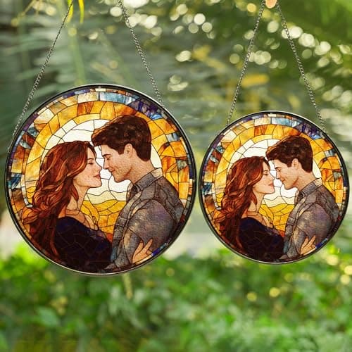 Personalized Photo - Couple Custom Hanging Glass Suncatcher - Birthday Gifts for Her & Him - Anniversary Wedding Gifts for 2025 - Portrait Gift for Family, Wedding’s Day Home Decor