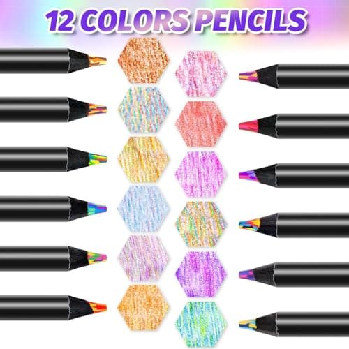 Stocking Stuffers, Art Supplies, 12 Rainbow Colored Pencils, Teen Girl Gifts Trendy Stuff, Art Supplies for Kids 9-12, Gifts for 5-12 Year Old Girl, Arts and Crafts for Kids Ages 8-12