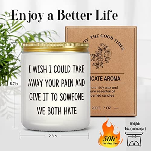 Get Well Soon Gifts for Women Men, Funny Present for Her Him After Surgery, Feel Better Gift for Mom Sick Friends, Grieving, Divorce, Sorry for Your Loss, Take Your Pain Candle