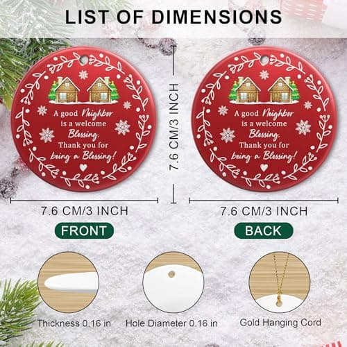Neighbor Gifts - Neighbor Christmas Tree Decoration Ceramic Ornaments 2025- Christmas Birthday Gift Ideas for Neighbors Friends BFF Bestie Women - Thank You Gifts for Women, Friends, Xmas Decor