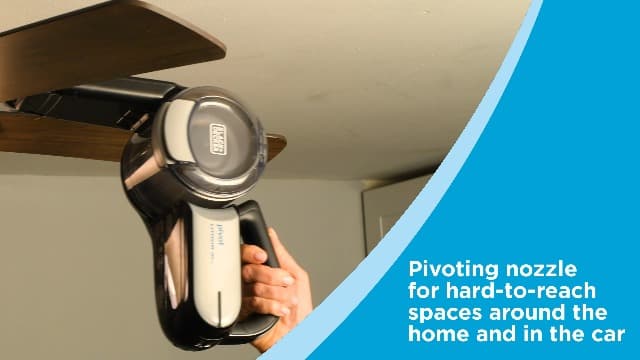 BLACK+DECKER dust buster PIVOT VAC Handheld Vacuum Cordless, Car Vacuum Portable Rechargeable, Extendible Crevice Tool and 200 Degree Pivoting Nozzle, Strong Suction, Lightweight (BDH2000PL)