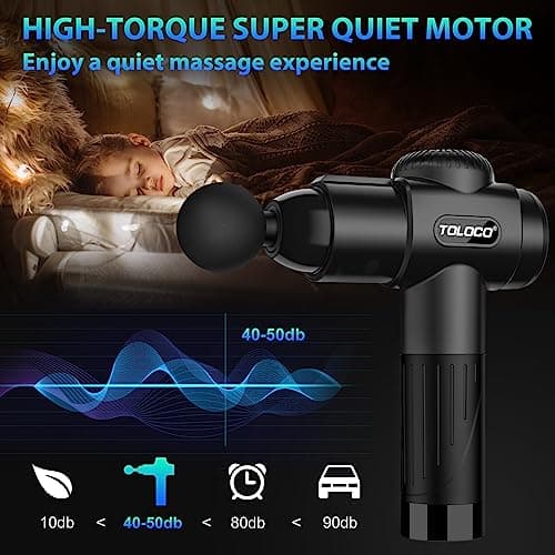 TOLOCO Massage Gun, Deep Tissue Back Massage for Athletes for Pain Relief, Percussion Massager with 10 Massages Heads & Silent Brushless Motor, Gifts for Fathers Day, Black