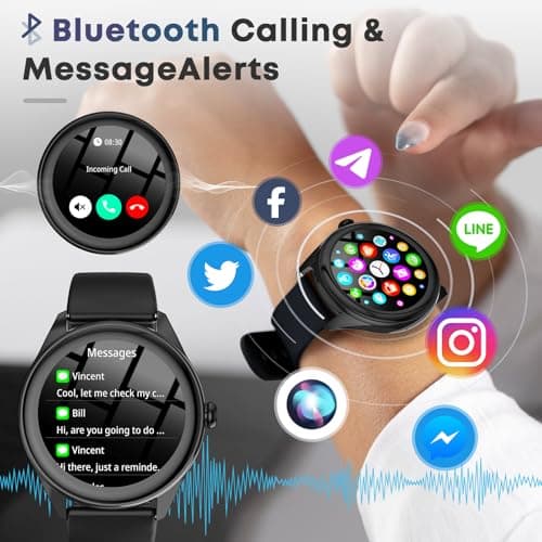 DIVOAZBVO DIVOAZBVO Smart Watches for Women Men, 1.39" HD IPS Touchscreen Smartwatch with 120 Sports Modes, Heart Rate/Sleep Monitor, IP67 Waterproof, Bluetooth Call & Music Control for iPhone/Android (Black)