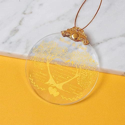 Anniversary Ornament Gift for Mom and Dad Wedding, Mom and Dad Anniversary Ornament, Moms and Dads Christmas Glass Ornaments Gift for Couple Husband Wife Married Parents Grandparents 3"