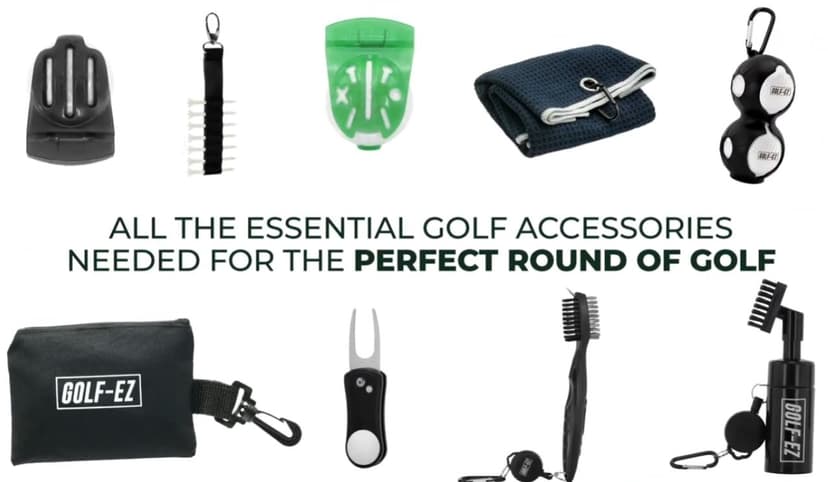 Golf Essentials Kit | Must Have Golf Accessories - Golf Water Brush, Golf Towel, Golf Club Brush, Golf Ball Marker, Divot Repair Tool, Golf Ball & Golf Tee Holder, Golf Gifts for Men