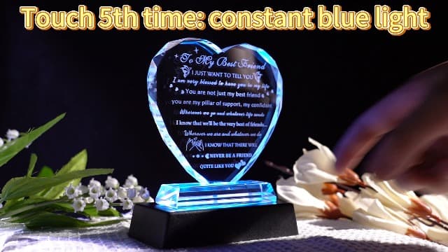 YWHL Best Friend Birthday Gifts with LED Base Bestie Gift for Women Crystal Heart Friendship BFF Gifts for Women Gift Ideas for Best Friend Female on Christmas