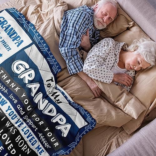 Quilazy Grandpa Gifts, Grandparents Day Gifts for Grandpas Blanket, Best Grandpa Birthday Gift from Grandchildren, Christmas Birthday Gift for Grandpas/Papa/Pop Pop/Grandfather Blanket 60”x50”
