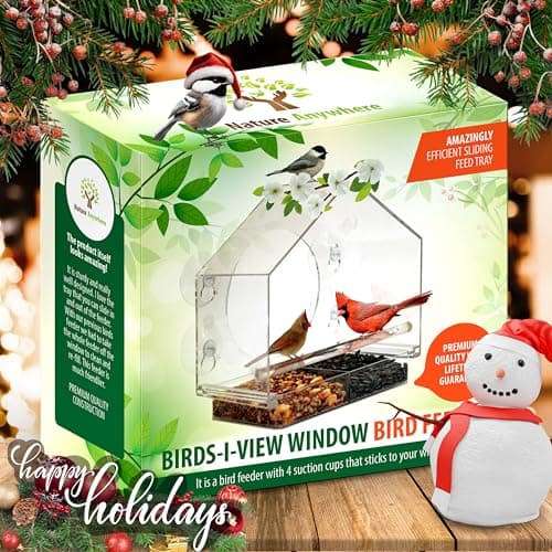 Nature Anywhere Window Bird Feeder - Transparent Acrylic Bird Feeders for Outdoors - Enhanced Suction Grip, Bird Watching for Cats, Easy-to-Clean, Outdoor Birdhouse Feeder (1 Unit)