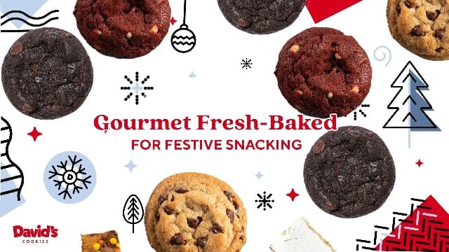 David's Cookies Christmas Cookies Gift Box - Fresh Baked Assorted Mini Cookies in Winterwonderland Tin with Chocolate Chip, White Chocolate Chip & Red Velvet - Gourmet Holiday Food Gift Basket