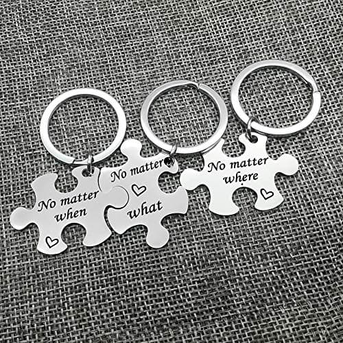 Vadaka Best Friend Keychain Set No Matter Where What When Puzzle Keychain Set of 3 Long Distance Relationship Gift Friendship Gifts for Couple Sister Teens Birthday Christmas Gift