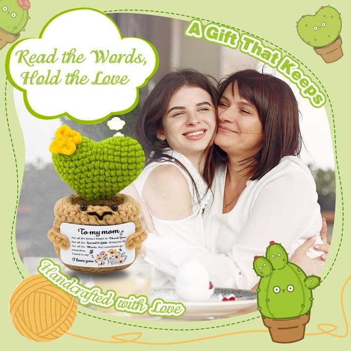 Mom Birthday Gifts Birthday Gifts for Mom from Daughter Son Christmas Meaningful Moms Gift Handmade Crochet Cactus Doll Appreciation Present for Mother Grandmother Aunt