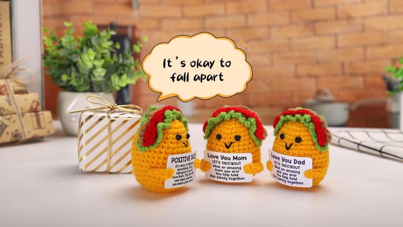 Dad Christmas Birthday Gifts from Daughter Son I Love Best Dad Ever Gifts for New Single Step Dads Thank You Daddy Cool Funny Present Fathers Day Handmade Crochet Taco Gift