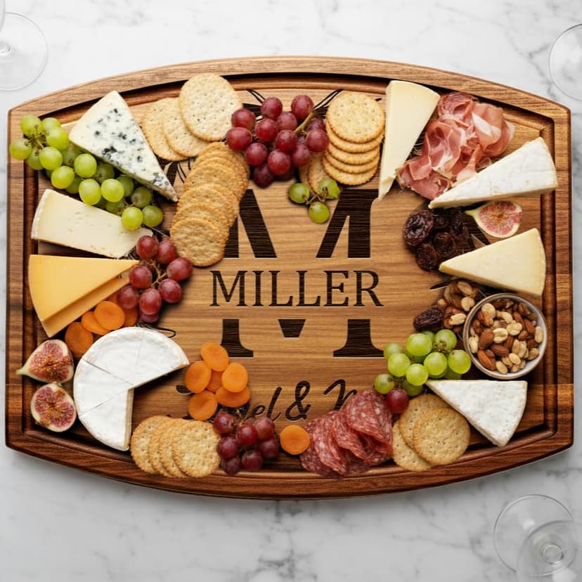 Personalized Wedding Gifts for Couples 2025, Custom Walnut Cutting Board for Kitchen, Personalized Bridal Shower, Best Wedding Registry and Engagment Gift