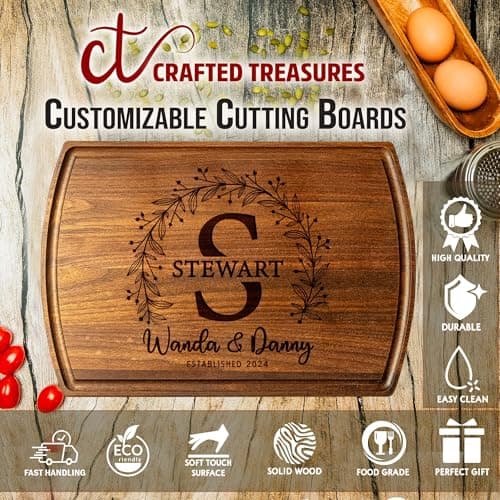 Crafted Custom Cutting Board - Personalized Christmas Gifts - Personalized Cutting Board - Engraved Charcuterie Board - Wedding Gift for Couple, Bride, Bridal Shower, Anniversary, Housewarming