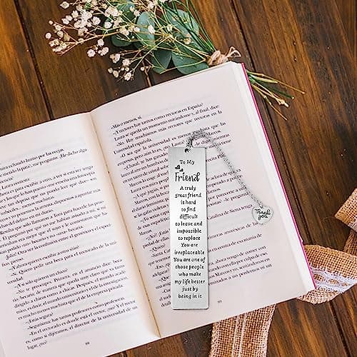 Ouligay Friend Bookmark for Women Book Lovers Gifts Friendship Bookmarks Metal Book Marker for Reading Women Best Friend Gifts for Besties BFF Long Distance Friendship Present Reader Book Club Gifts