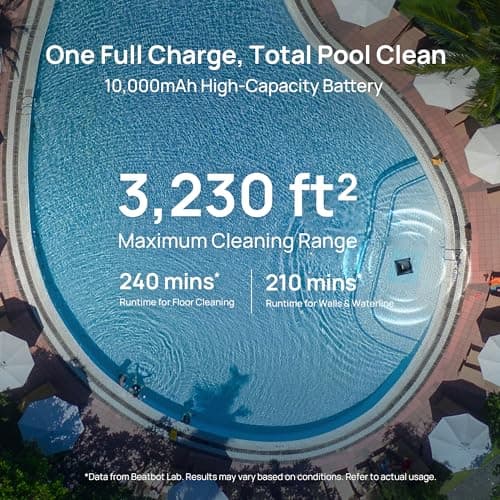 (2025 Upgrade) Beatbot AquaSense 2 Cordless Robotic Pool Vacuum Cleaner, Smart Surface Parking, Double-Pass Waterline Scrubbing, Cleans Floor, Walls and Waterline, Light Blue