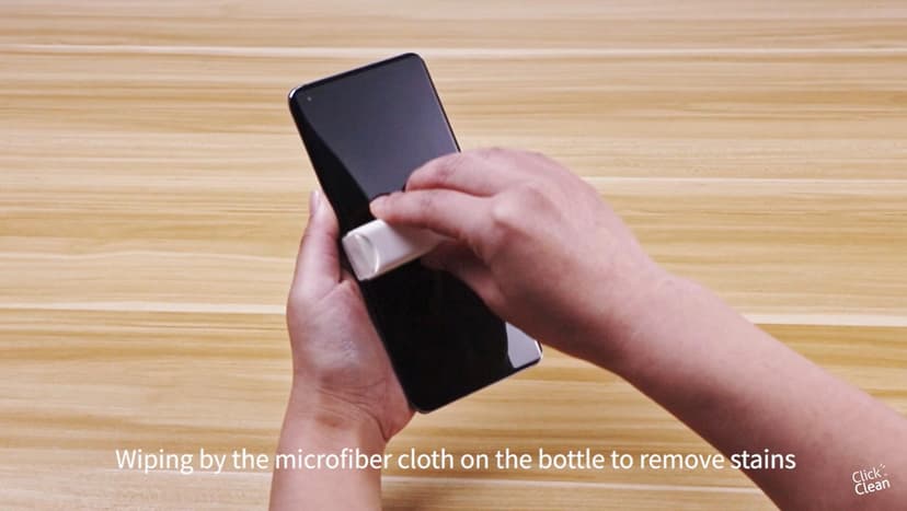 CLICK CLEAN Screen Cleaner, Fingerprint Proof Screen Cleaner Spray, All-in-One Cleaner with Microfiber, Shell and Phone Stand for All Phones, Laptop and Tablet Screens (Grey)