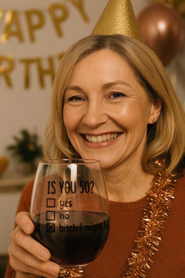 50th Birthday Gifts for Women and Men Wine Glass - Funny Is You 50 Gift Idea for Mom Dad Husband Wife – 50 Year Old Party Supplies Decorations for Him, Her - 15oz